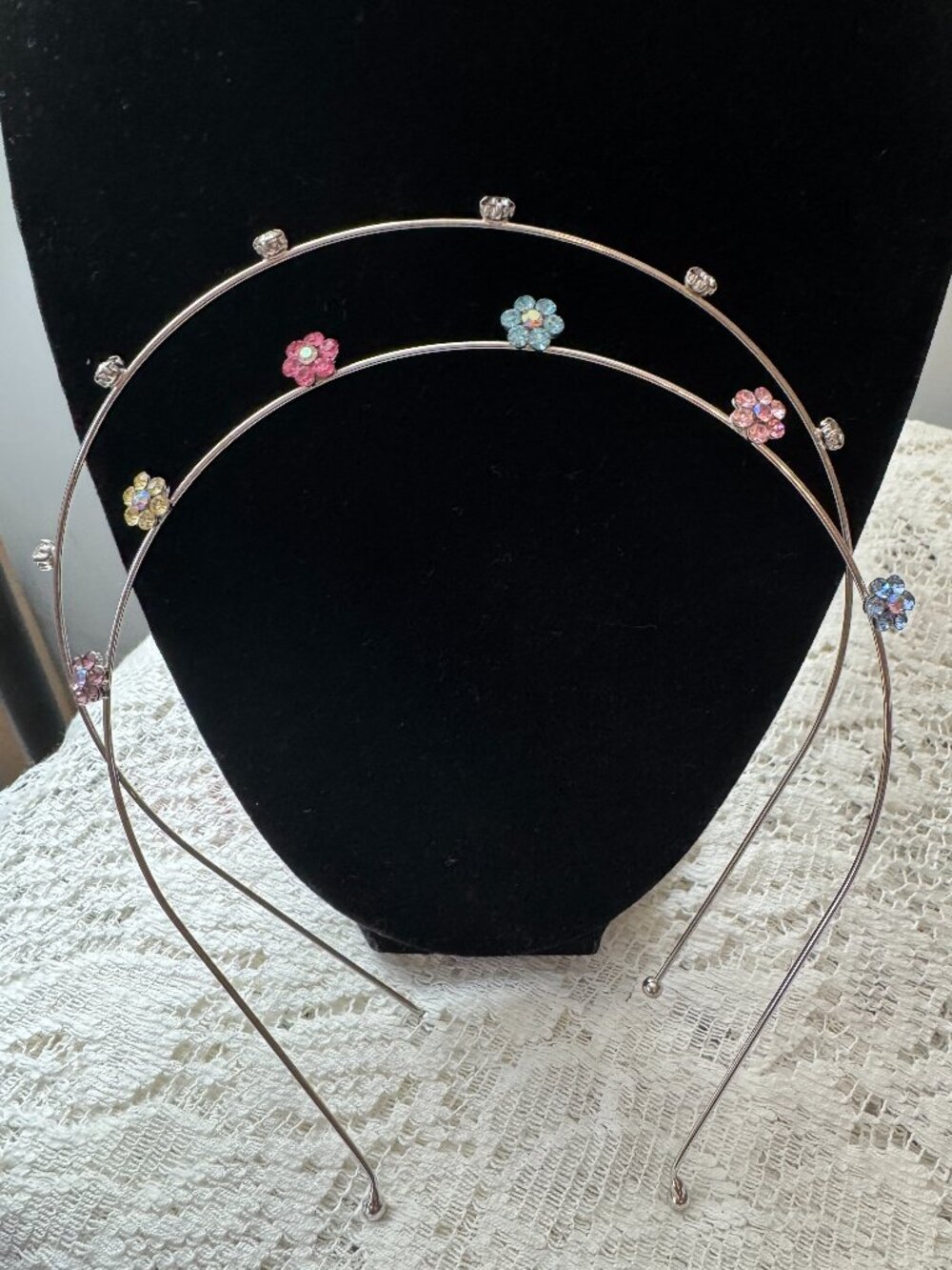 One Plain Rhinestone and One Flower Sparkle Rhinestone Little Girl's Headbands